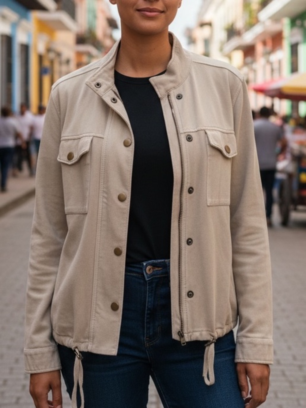 CASLON jacket, military inspired utility style Cotton, Draw string Size Large